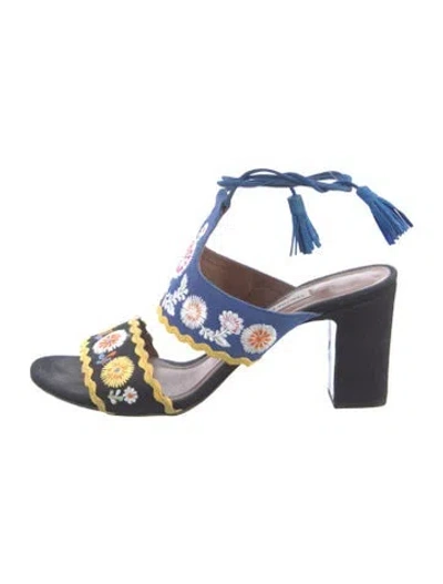 Pre-owned Tabitha Simmons Canvas Floral Print Sandals In Multi