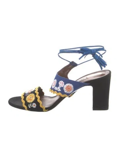 Pre-owned Tabitha Simmons Canvas Floral Print Sandals In Multi