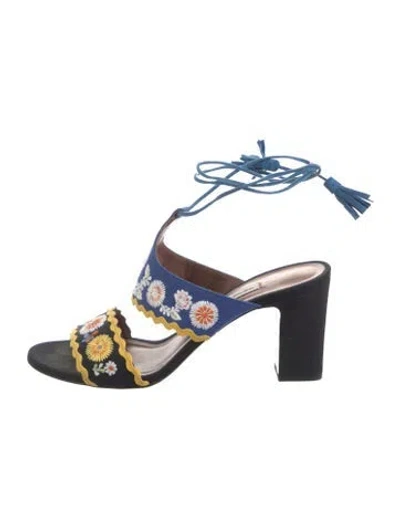 Pre-owned Tabitha Simmons Canvas Floral Print Slides In Multi