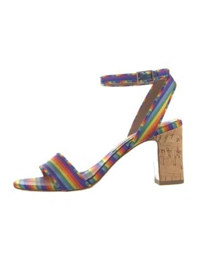 Pre-owned Tabitha Simmons Canvas Striped Sandals In Blue/purple