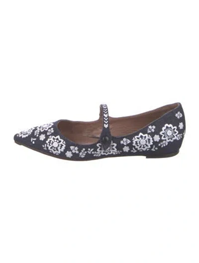 Pre-owned Tabitha Simmons Denim Floral Print Mary Jane Flats In Multi