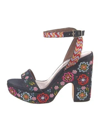 Pre-owned Tabitha Simmons Denim Floral Print Pumps In Blue