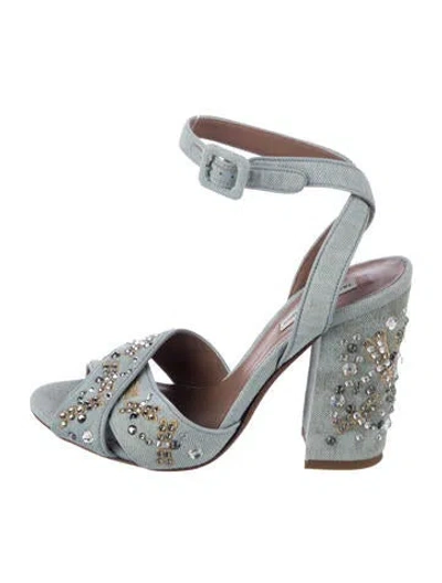 Pre-owned Tabitha Simmons Denim Patterned Sandals In Blue