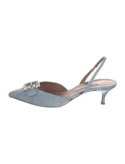 Pre-owned Tabitha Simmons Denim Slingback Pumps In Blue