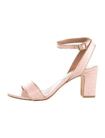 Pre-owned Tabitha Simmons Embossed Leather Animal Print Sandals In Pink