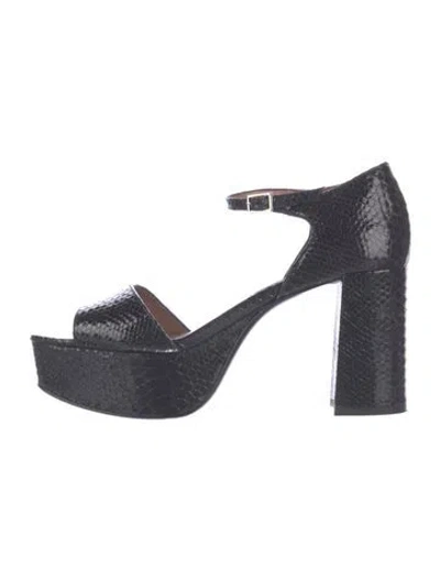 Pre-owned Tabitha Simmons Embossed Leather Sandals In Blue