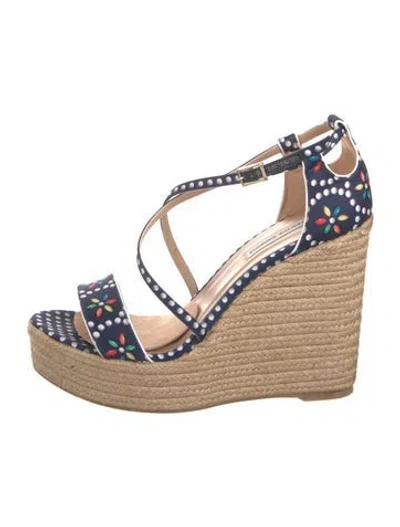 Pre-owned Tabitha Simmons Floral Print Espadrilles In Blue