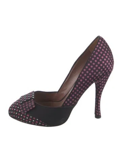 Pre-owned Tabitha Simmons Floral Print Grosgrain Trim D'orsay Pumps In Brown