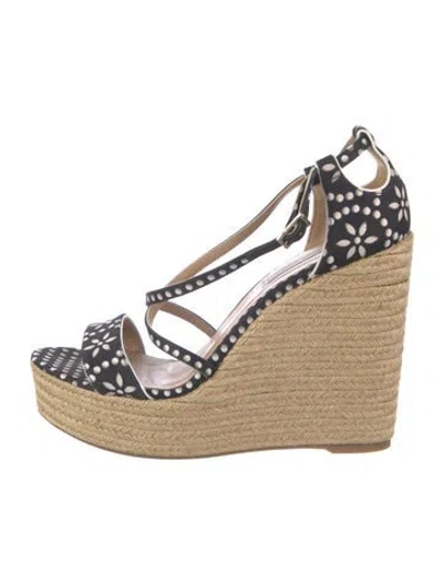 Pre-owned Tabitha Simmons Floral Print Sandals In Black