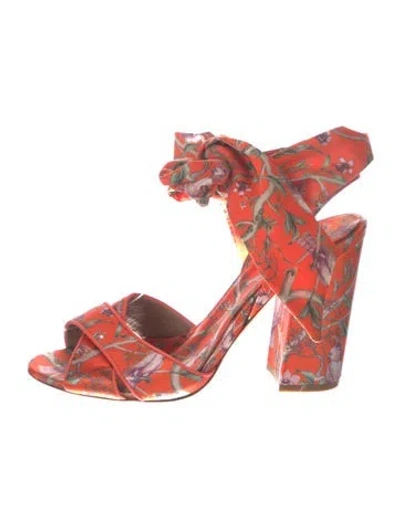 Pre-owned Tabitha Simmons Floral Print Sandals In Red