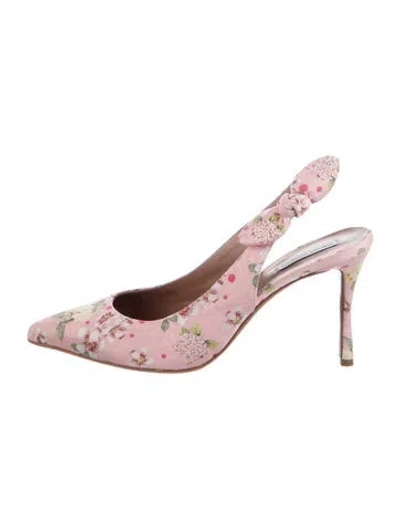 Pre-owned Tabitha Simmons Floral Print Slingback Pumps In Pink