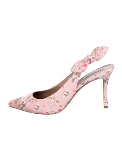 Pre-owned Tabitha Simmons Floral Print Slingback Pumps In Pink