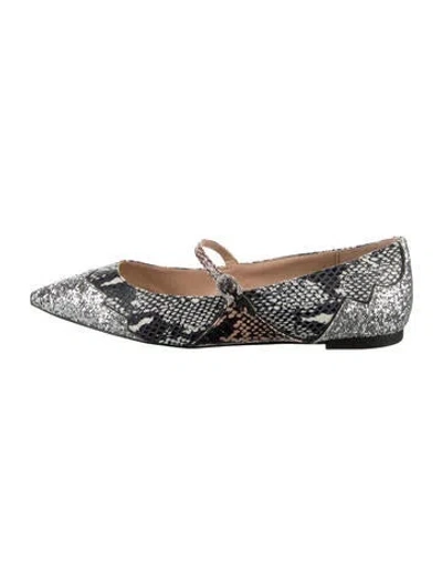 Pre-owned Tabitha Simmons Glitter Animal Print Ballet Flats In Silver