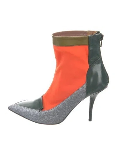 Pre-owned Tabitha Simmons Glitter Colorblock Pattern Boots In Green