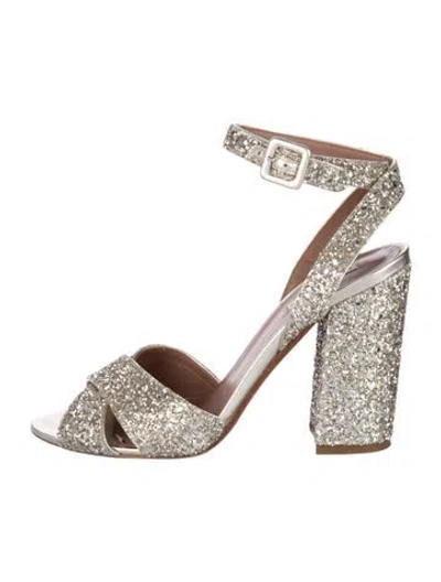 Pre-owned Tabitha Simmons Glitter Patterned Sandals In Gold/metallic