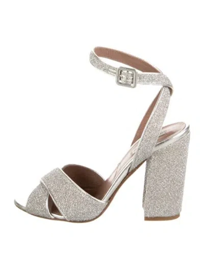 Pre-owned Tabitha Simmons Glitter Patterned Sandals In Grey/metallic