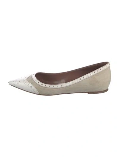 Pre-owned Tabitha Simmons Lasercut Accents Flats In White