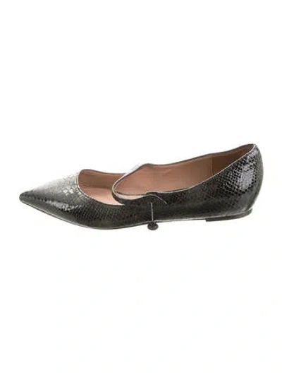 Pre-owned Tabitha Simmons Leather Animal Print Ballet Flats In Black