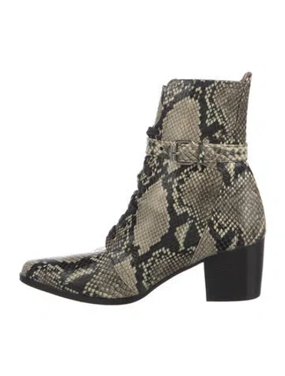 Pre-owned Tabitha Simmons Leather Animal Print Boots In Neutral