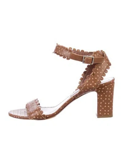 Pre-owned Tabitha Simmons Leather Animal Print Sandals In Brown