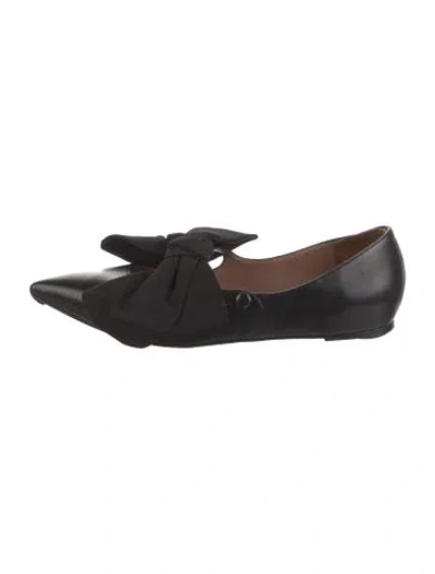 Pre-owned Tabitha Simmons Leather Bow Accents Loafers In Black