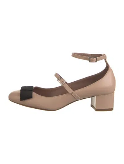 Pre-owned Tabitha Simmons Leather Bow Accents Mary Jane Flats In Pink