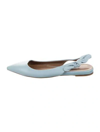 Pre-owned Tabitha Simmons Leather Bow Accents Slingback Flats In Blue