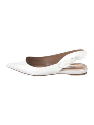 Pre-owned Tabitha Simmons Leather Bow Accents Slingback Flats In White