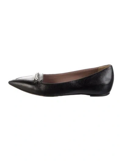 Pre-owned Tabitha Simmons Leather Chain-link Accents Loafers In Black