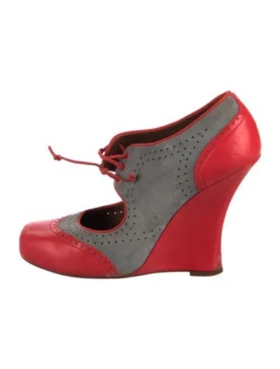 Pre-owned Tabitha Simmons Leather Colorblock Pattern Pumps In Red