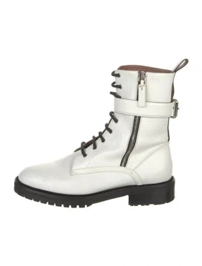 Pre-owned Tabitha Simmons Leather Combat Boots In White