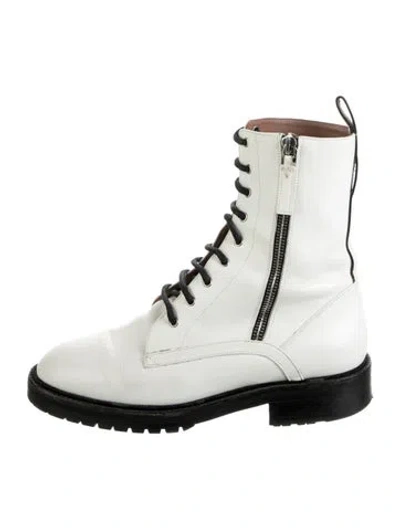 Pre-owned Tabitha Simmons Leather Combat Boots In White