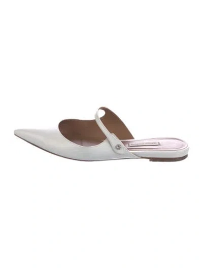 Pre-owned Tabitha Simmons Leather Crystal Embellishments Mules In White