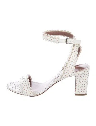 Pre-owned Tabitha Simmons Leather Eyelet Trim Sandals In White