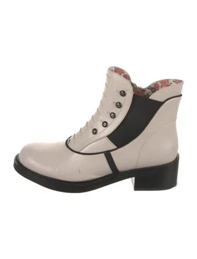 Pre-owned Tabitha Simmons Leather Floral Print Boots In Black