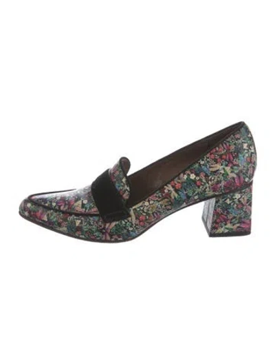Pre-owned Tabitha Simmons Leather Floral Print Pumps In Green