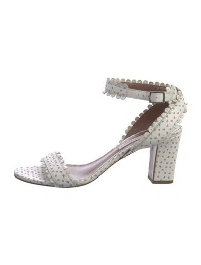 Pre-owned Tabitha Simmons Leather Lasercut Accents Sandals In White