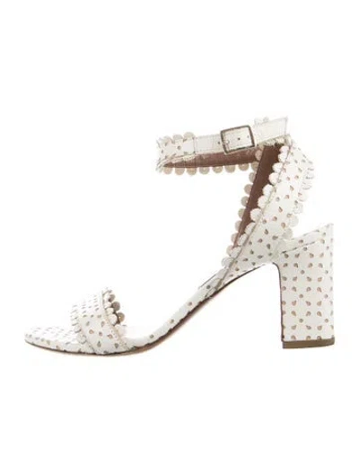 Pre-owned Tabitha Simmons Leather Lasercut Accents Sandals In White