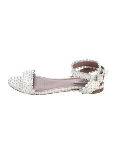 Pre-owned Tabitha Simmons Leather Lasercut Accents Sandals In White