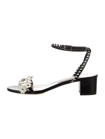 Pre-owned Tabitha Simmons Leather Leather Trim Embellishment Sandals In White