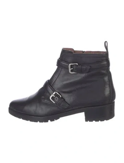 Pre-owned Tabitha Simmons Leather Moto Boots In Black