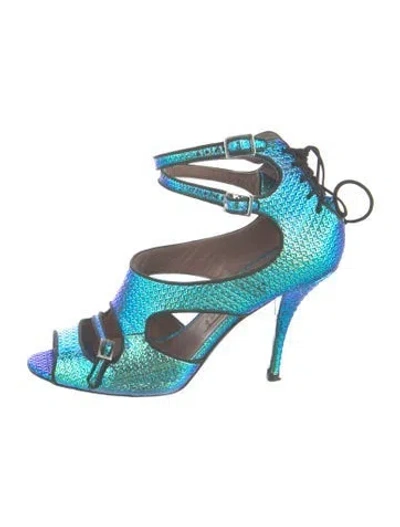 Pre-owned Tabitha Simmons Leather Mules In Blue