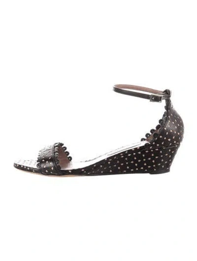 Pre-owned Tabitha Simmons Leather Polka Dot Print Sandals In Black