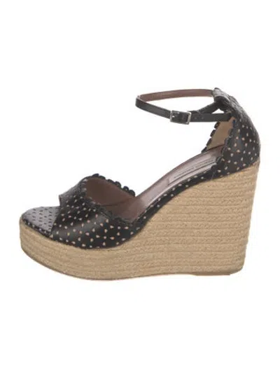 Pre-owned Tabitha Simmons Leather Polka Dot Print Sandals In Black
