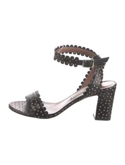 Pre-owned Tabitha Simmons Leather Printed Sandals In Black