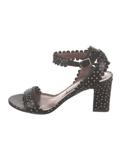 Pre-owned Tabitha Simmons Leather Printed Sandals In Black