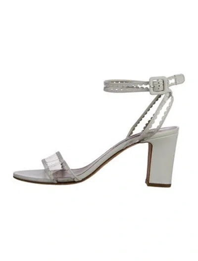 Pre-owned Tabitha Simmons Leather Printed Sandals In White