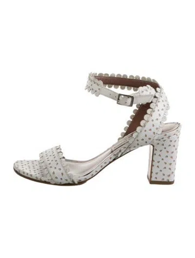 Pre-owned Tabitha Simmons Leather Printed Sandals In White