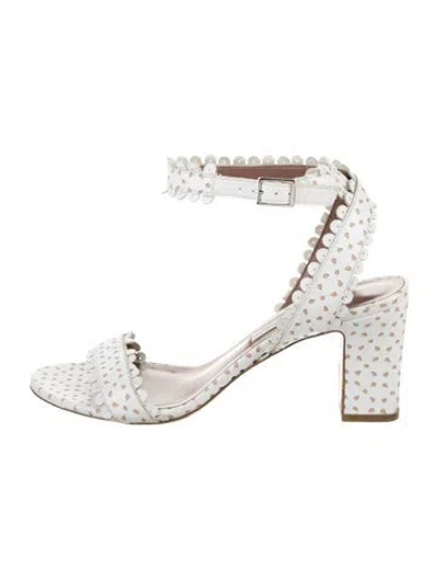 Pre-owned Tabitha Simmons Leather Printed Sandals In White