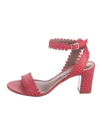 Pre-owned Tabitha Simmons Leather Scalloped Accent Sandals In Red